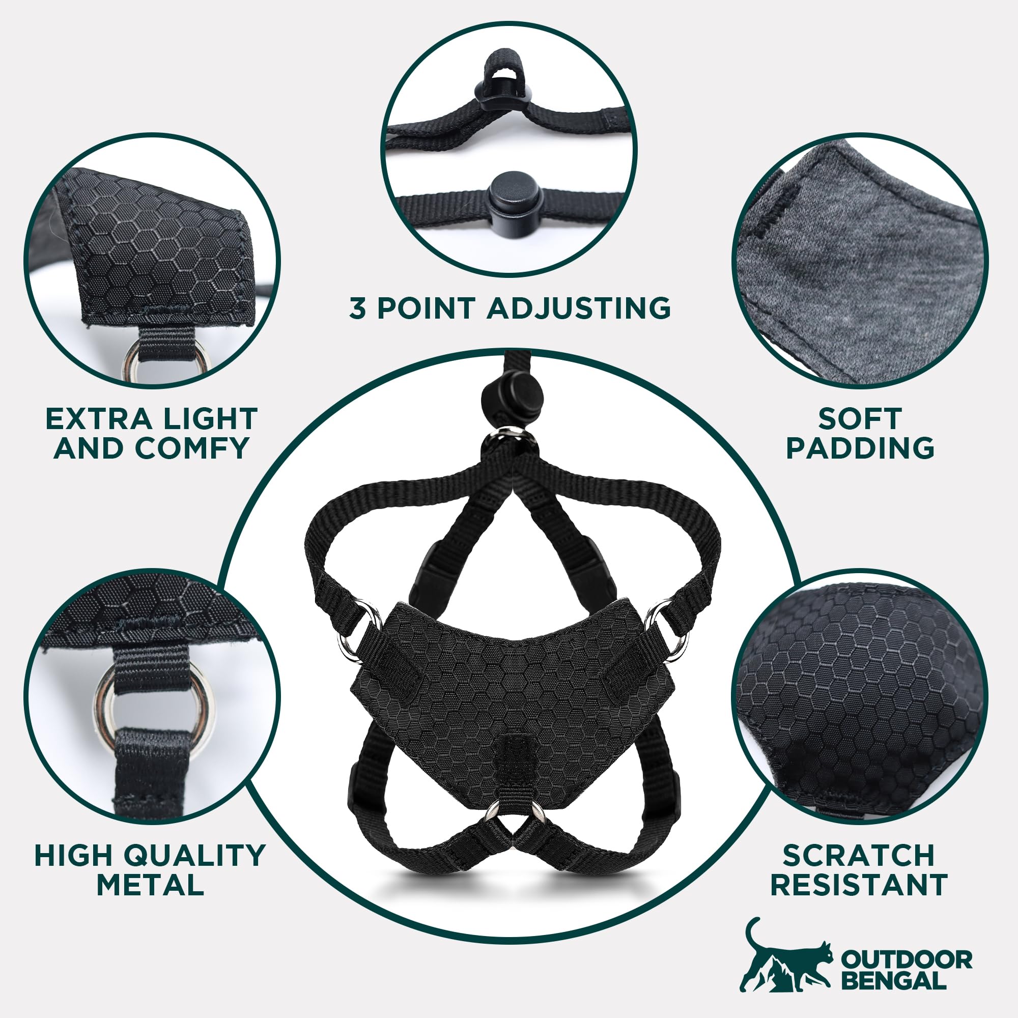 OutdoorBengal Houdini™ Escape Proof Cat Harness and Leash (Orange, M/L)