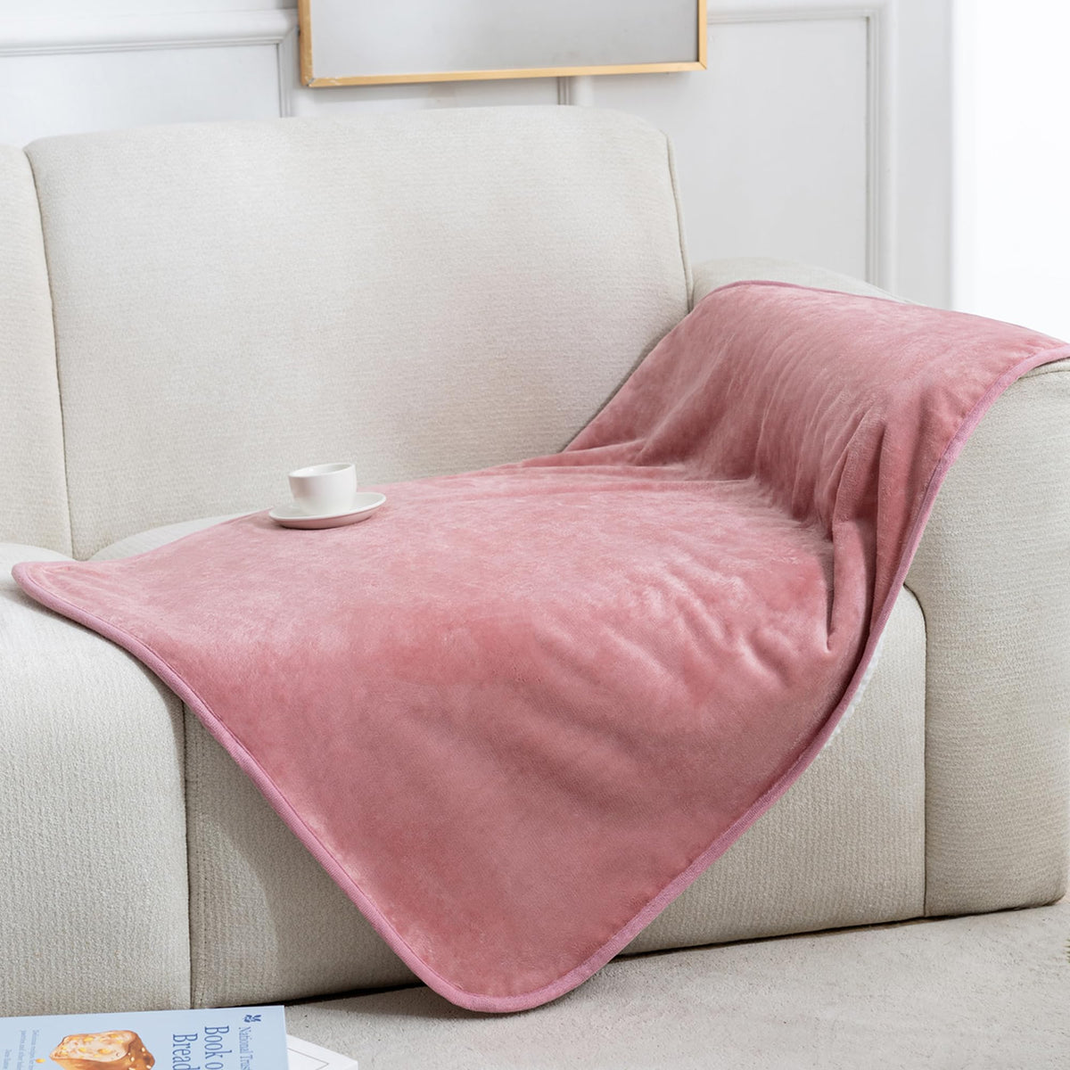 gogobunny Waterproof Bed Blanket, Reversible Sherpa Fleece Throw Blanket for Dog Puppy Cat, Furniture Cover Protects Bed Couch Sofa from Liquid Pee and Pet Fur (Cream, 90x108 inches)