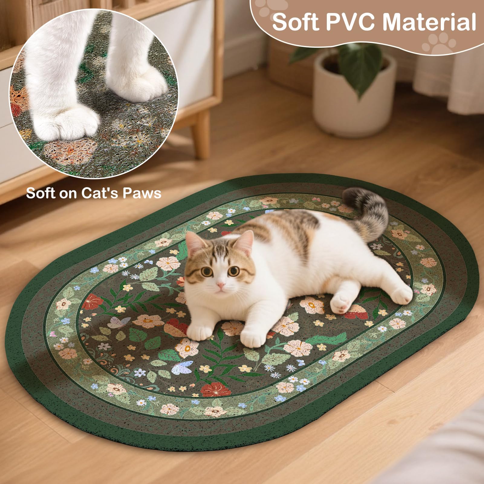 Bienbee Cat Litter Mat, 33" x 22" Dense Trapping Mesh for Litter Boxes