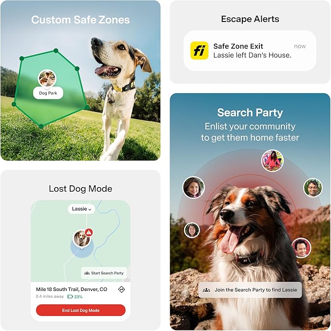 New Fi Series 3+ Smart Dog Tracker Collar [6 Month Membership Included] GPS Tracker for Dogs with Health & Behavior Monitoring, Escape Alerts, Waterproof, LED, Apple Watch Compatible (Pink, Large)
