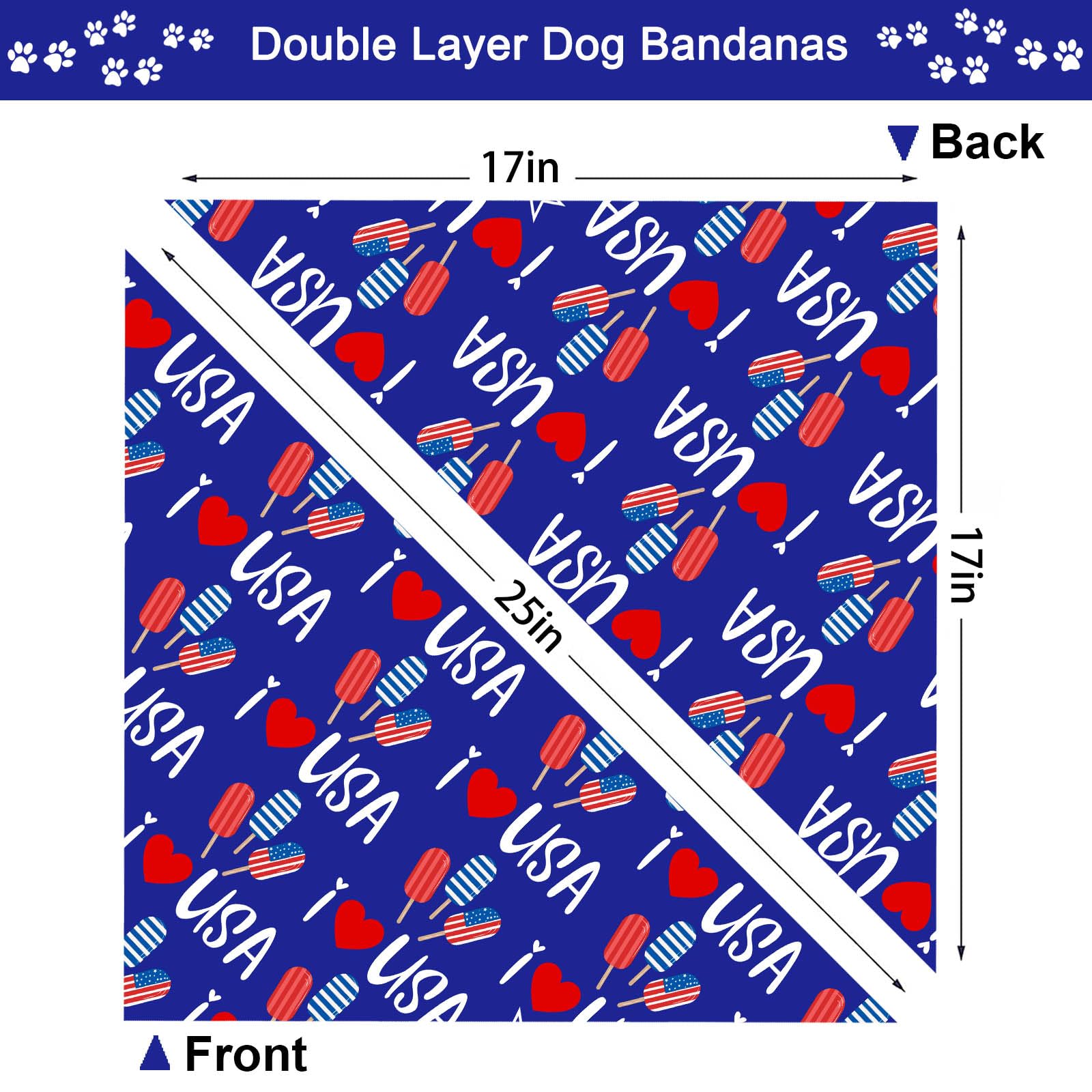 4th of July Dog Bandanas, Patriotic Holiday Party Pet Decorations 2 Pack, Adjustable Independence Day Bandana American Flag Triangle Bibs Cat Scarf Set