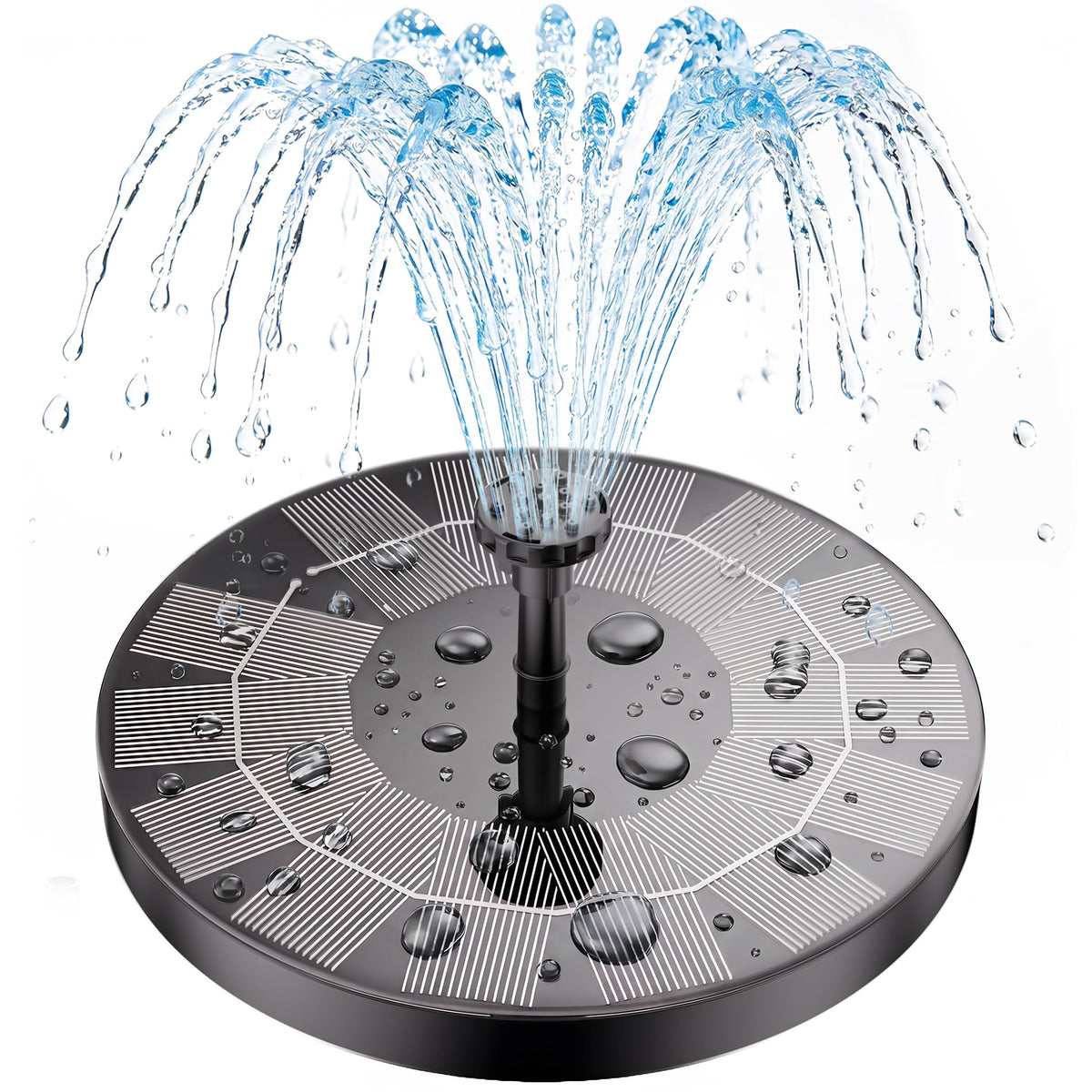 AISITIN 2.5W Solar Bird Bath Fountain Pump with 6 Nozzles & 4 Fixer