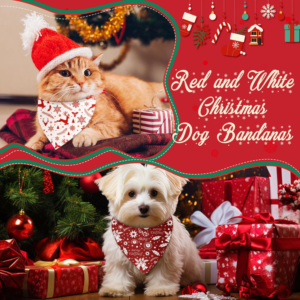 Abbylike 50 Pcs Valentines Day Dog Bandanas Bulk Red and White Polka Dots Stripes Bandanas for Dogs Triangle Kerchief Bibs Scarf for Pet Romantic Costume Photo Props Accessories(19.7 x 13.8 x 13.8)