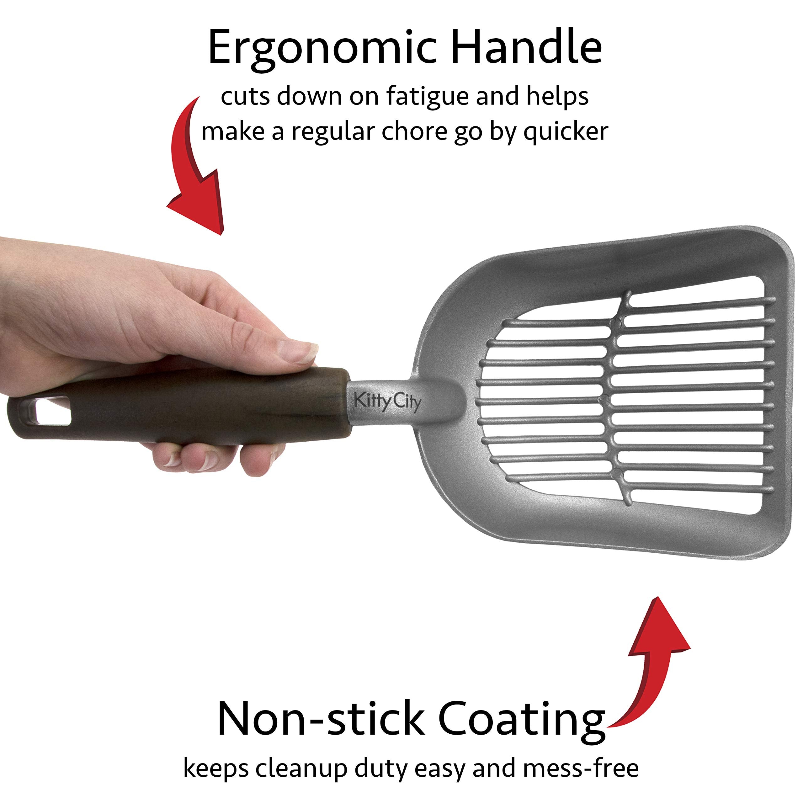 Kitty City Metal Cat Litter Scoop – Durable Non-Stick Aluminum Cat Scoop with Ergonomic Handle, Wide Slotted Design for Easy Cleaning, Reusable & Long-Lasting