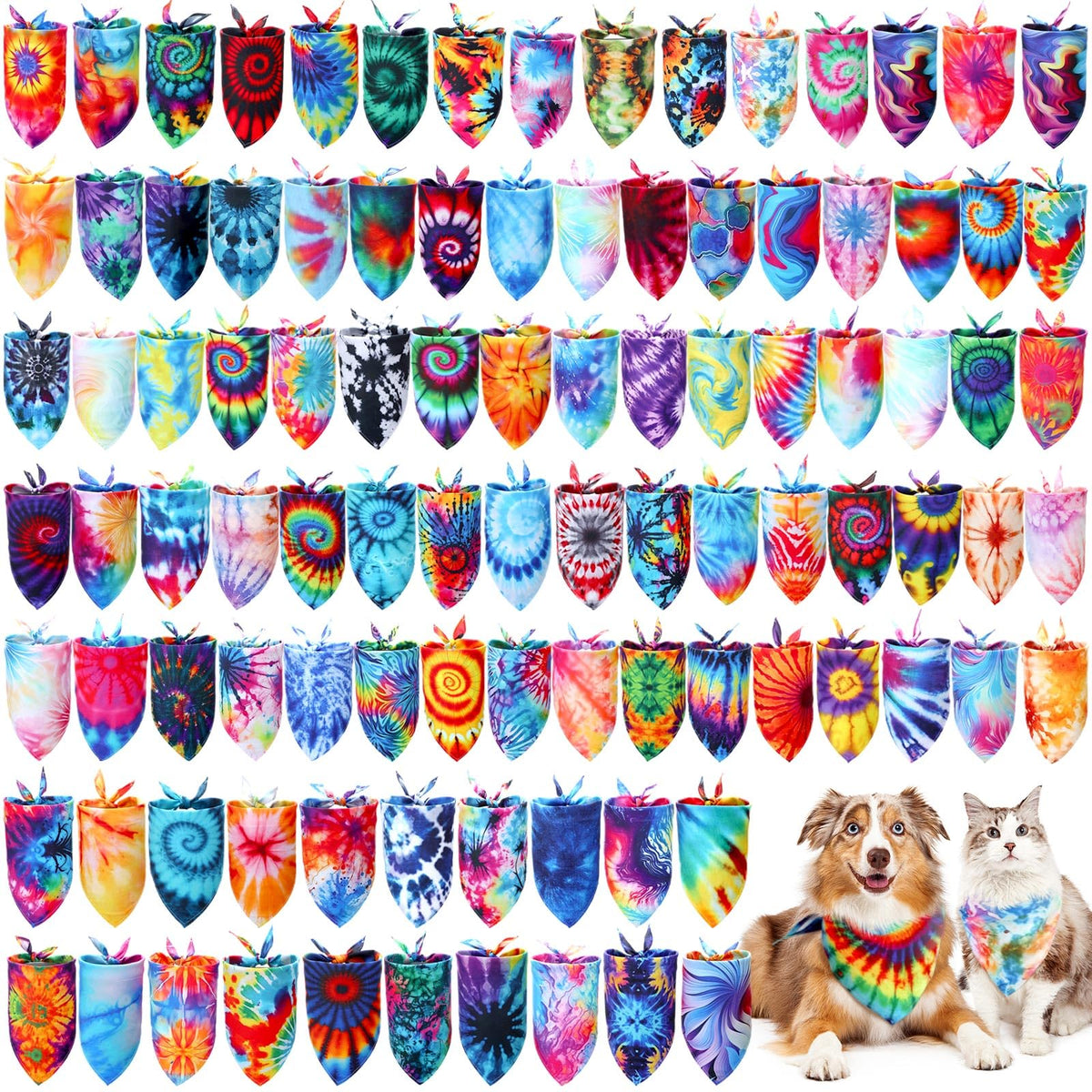 Huhumy 100 Pcs Christmas Dog Bandanas Bulk Christmas Bandanas for Dogs