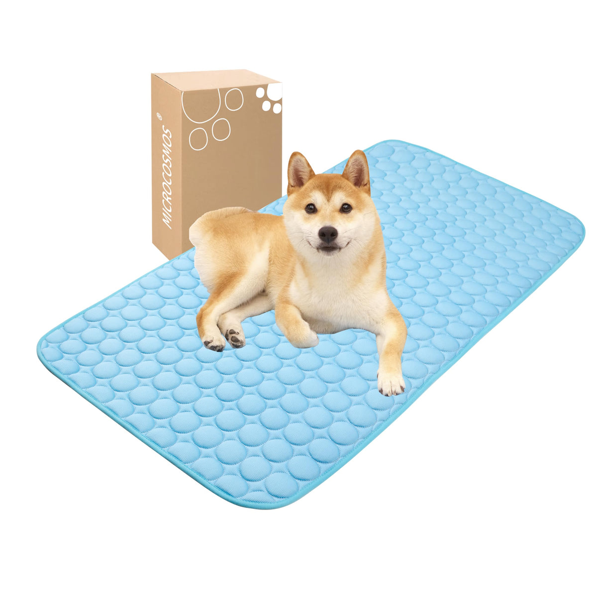 MICROCOSMOS Summer Cooling Mat & Sleeping Pad- Water Absorption Top, Easy Carry, EZ Clean, Materials Safe. Keep Cooling for Pets, Kids and Adults.(Navy Blue, 40" x 28")