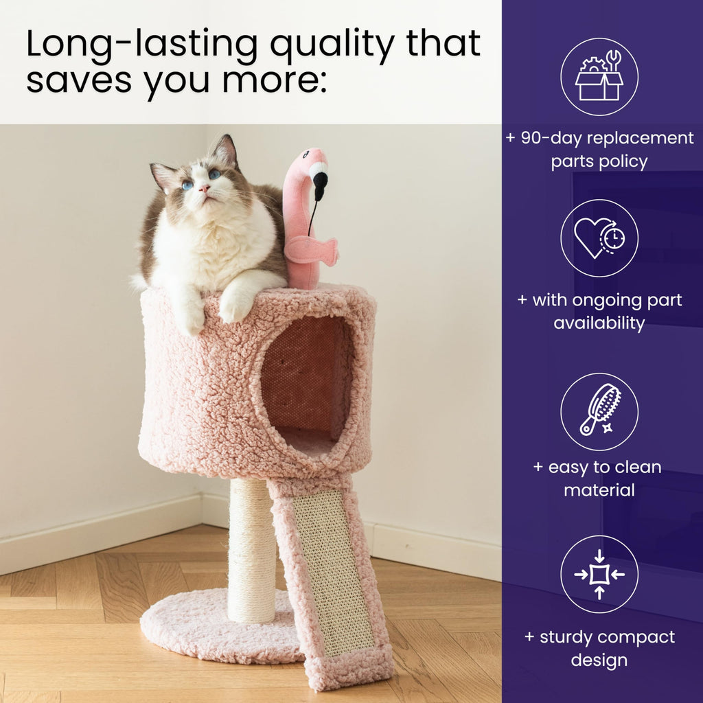 Catry 2-Level Small Cat Tree with Condo, Sisal Scratching Ramp & Post