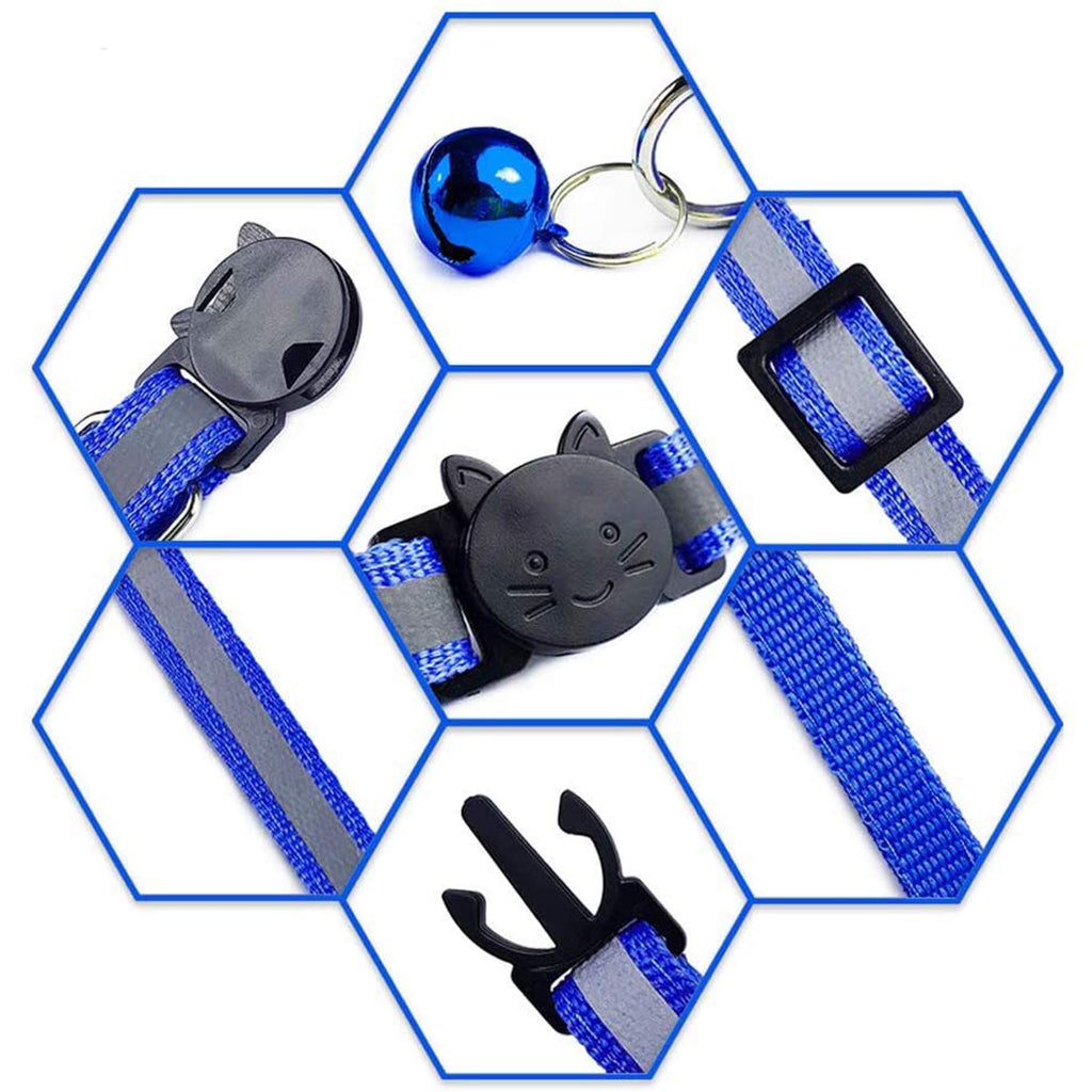D-BUY 4 Pcs Cat Collars with Bell, Breakaway & Reflective, Nylon, 4 Colors, 7-12 Inch, Unisex, Small Breeds