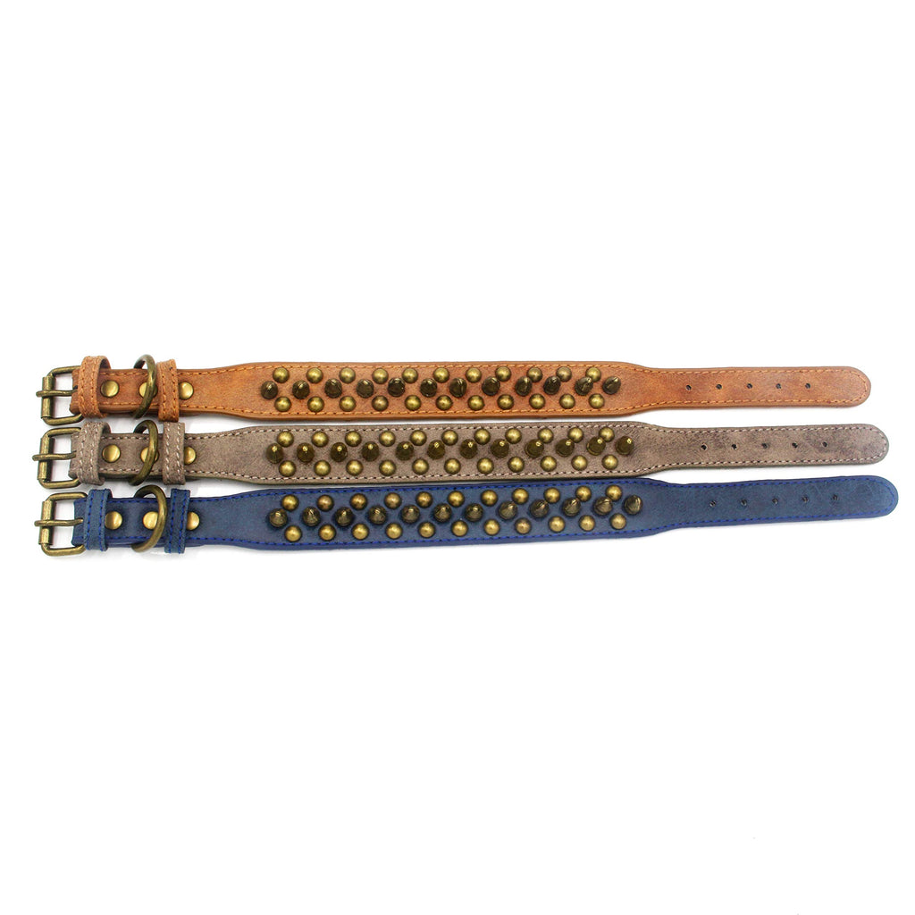 haoyueer Spiked Dog Collar Soft Pu Leather Mushrooms Rivet Spike Studded Puppy Adjustable Pet Collars for Small Breeds (L, Grey1)