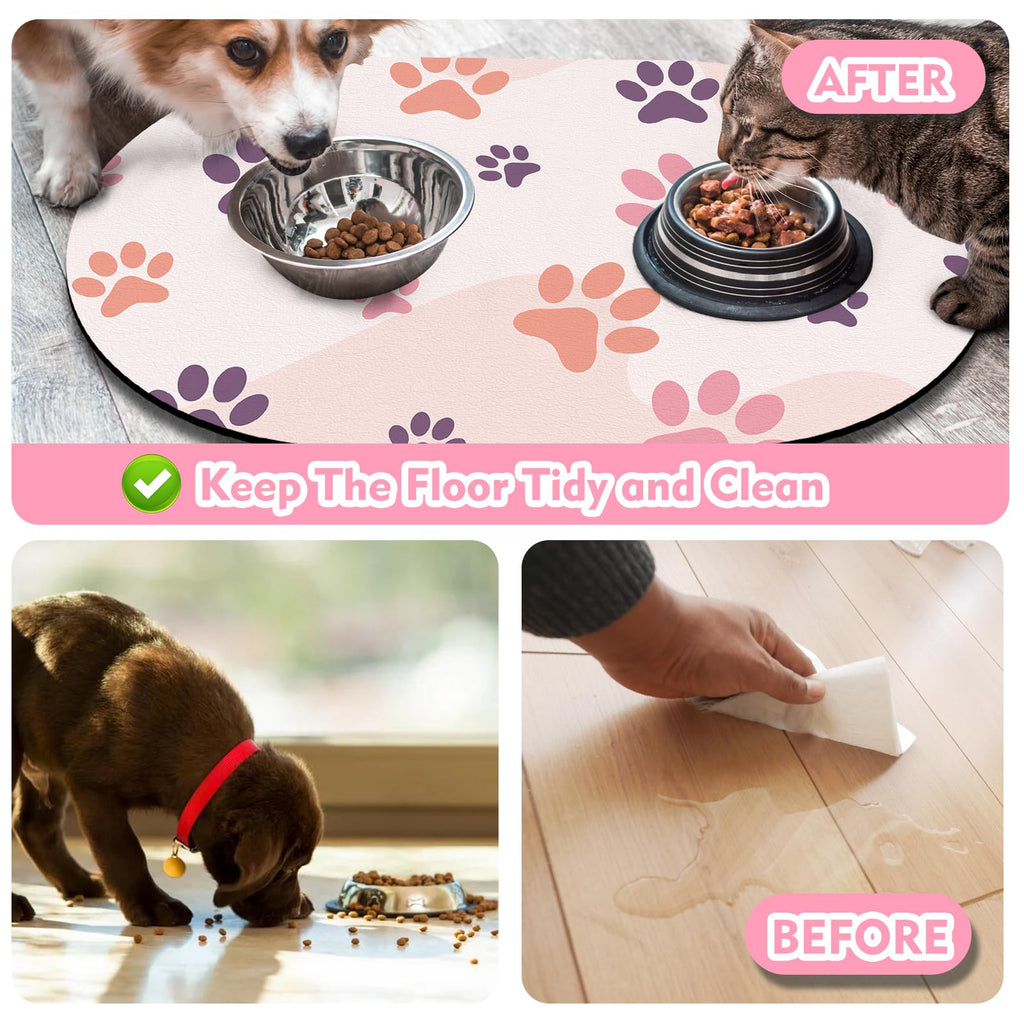 METEOROCK Large Pet Feeding Mat – 28''x17'' Absorbent Dog Mat for Food and Water, Easy Clean Cat Dog Water Bowl Mat, Non-Slip Pet Water Mat Protect Floor, Fit with Automatic Feeders and Double-Bowl