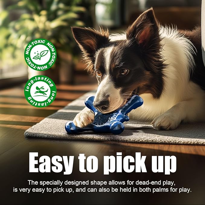 Ouilter Dog Toys for Aggressive Chewers, Nylon Indestructible Toy for Medium Large Dogs, Hedgehog-Shaped Chew Toys with Bacon Flavor, Long Lasting, Dog Toys for Boredom, Blue