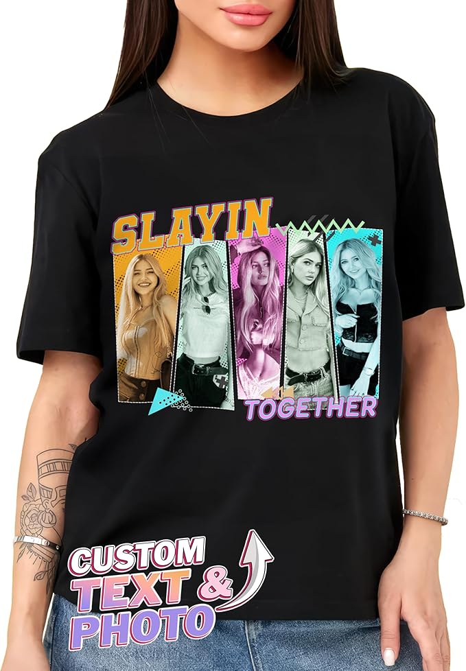 Tehg & Tuhg Custom T Shirts with Picture, Vintage Bootleg Rap Tee, Boyfriend Girlfriend, Unique Gift for Birthday Anniversary