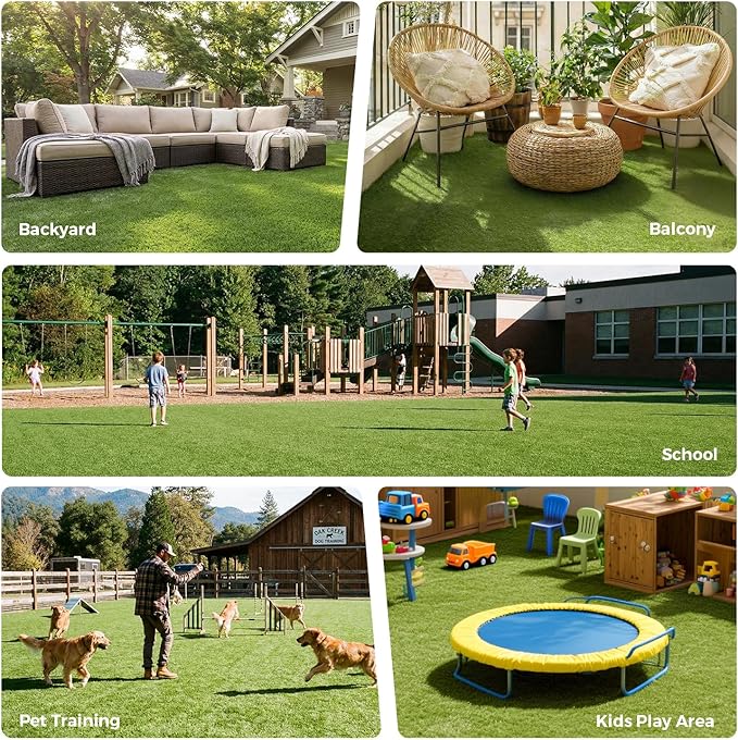Artificial Grass Rug Indoor Outdoor, 5 x 6FT Faux Grass with Drainage Holes