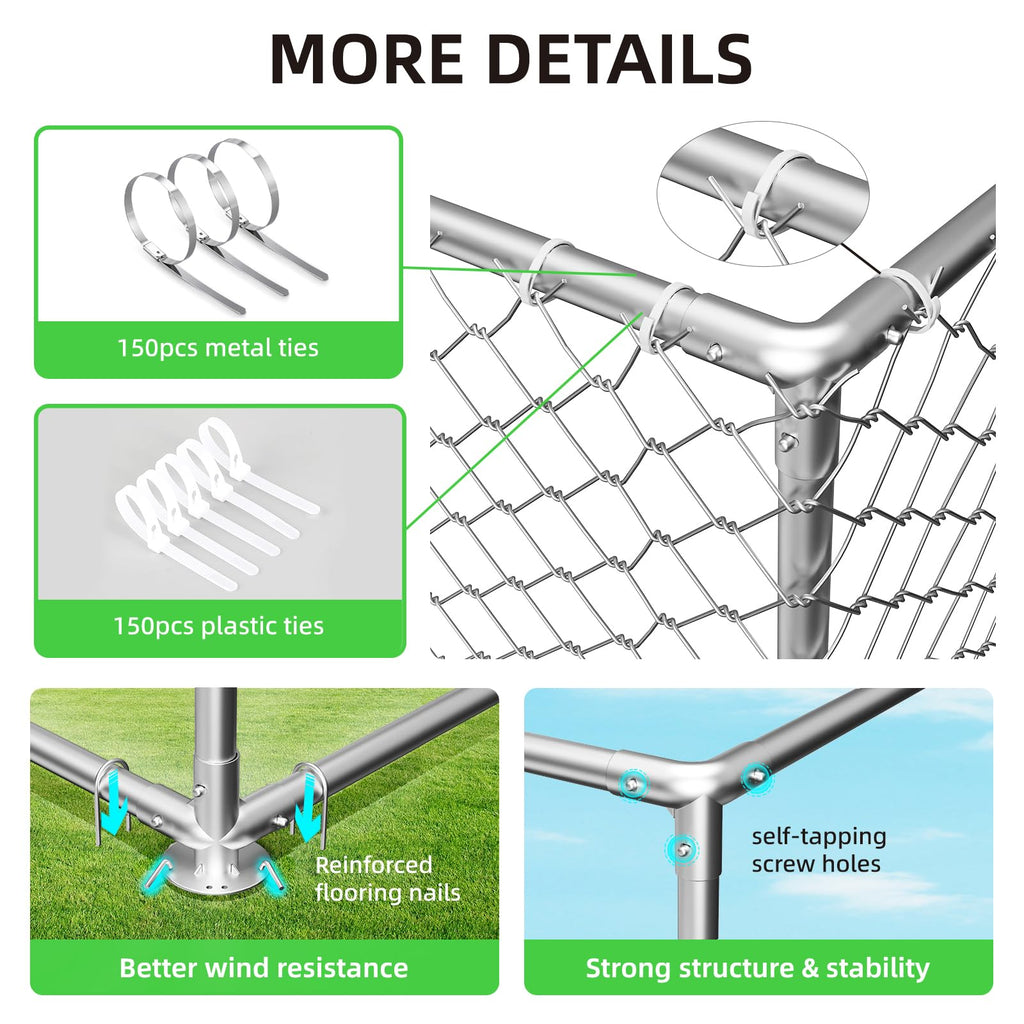 Docagt 7.8'x7.8' Large Outdoor Dog Kennel, Heavy Duty Dog Enclosure with Roof, Weather Resistant Cover and Security Lock(93"x93")