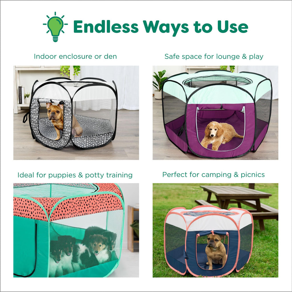 Furhaven Portable Dog Playpen Cat Tent, Pet Playground,Kennel Foldable Indoor Outdoor Zippered Puppy Crate - Navy, Medium
