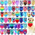 Silkfly 50 Pcs Summer Tie Dye Dog Bandanas Bulk Pet Scarf Grooming, X-Large
