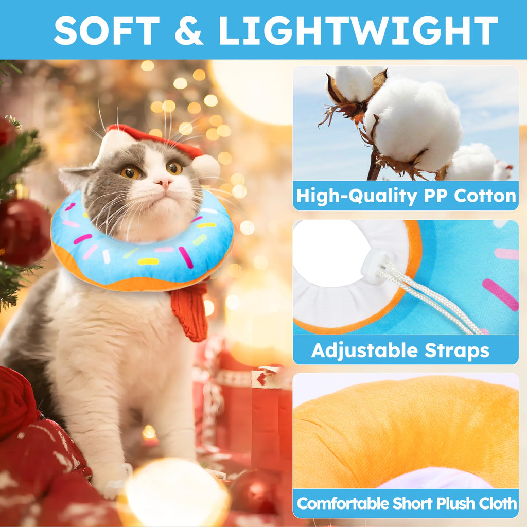 Hpetppy Cat Cone Collar Soft, Cat Recovery Collar for Wound Healing Cute Donut Adjustable Kitten Cones to Stop Licking Comfortable Lightweight Neck Elizabethan Collars for Cats Kittens After Surgery
