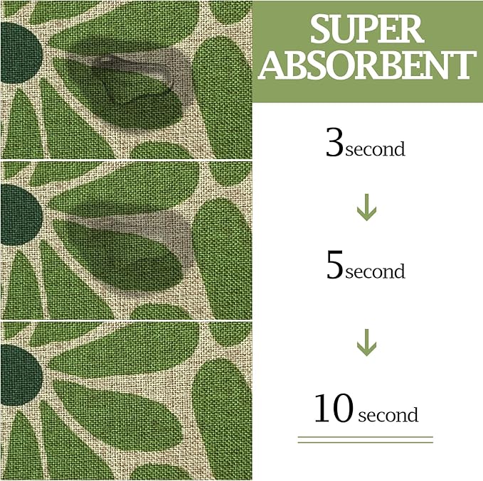 SHIYUE Dog Food Mats for Floors, Absorbent Cat Bowl for Food and Water, Non-Slip Accessories Pet Supplies(16"x24",Green Flower)