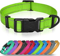Joytale Reflective Dog Collar, Adjustable Nylon Pet Collar with Quick-Release Buckle for Medium Dogs, Green, M