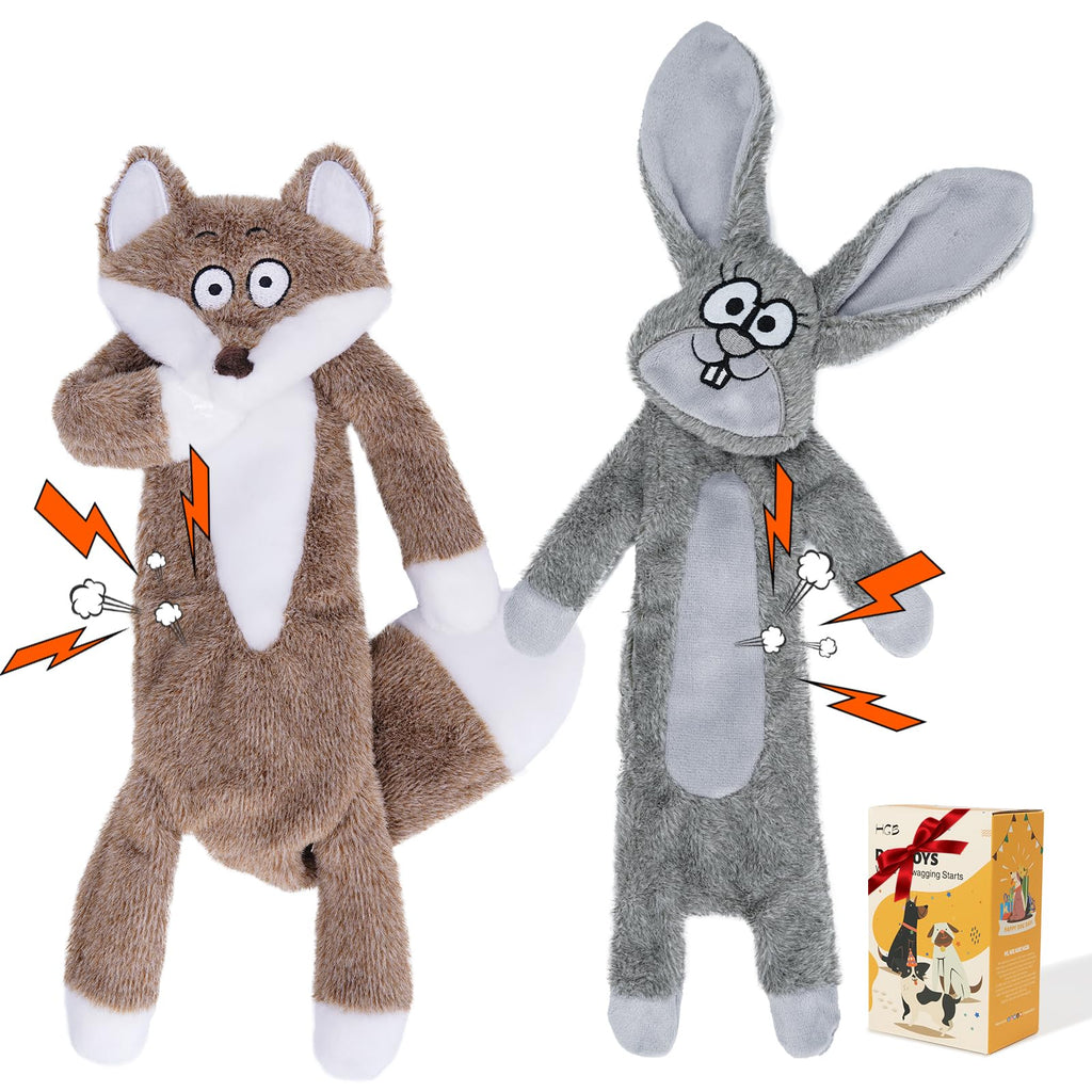 HGB No Stuffing Squeaky Dog Toys, Crinkle Plush Dog Toys to Keep Them Busy
