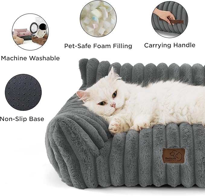 Bedsure ComfyFleece™ Shown on TV Dog Couch for Medium Dogs,36in Warm Grey