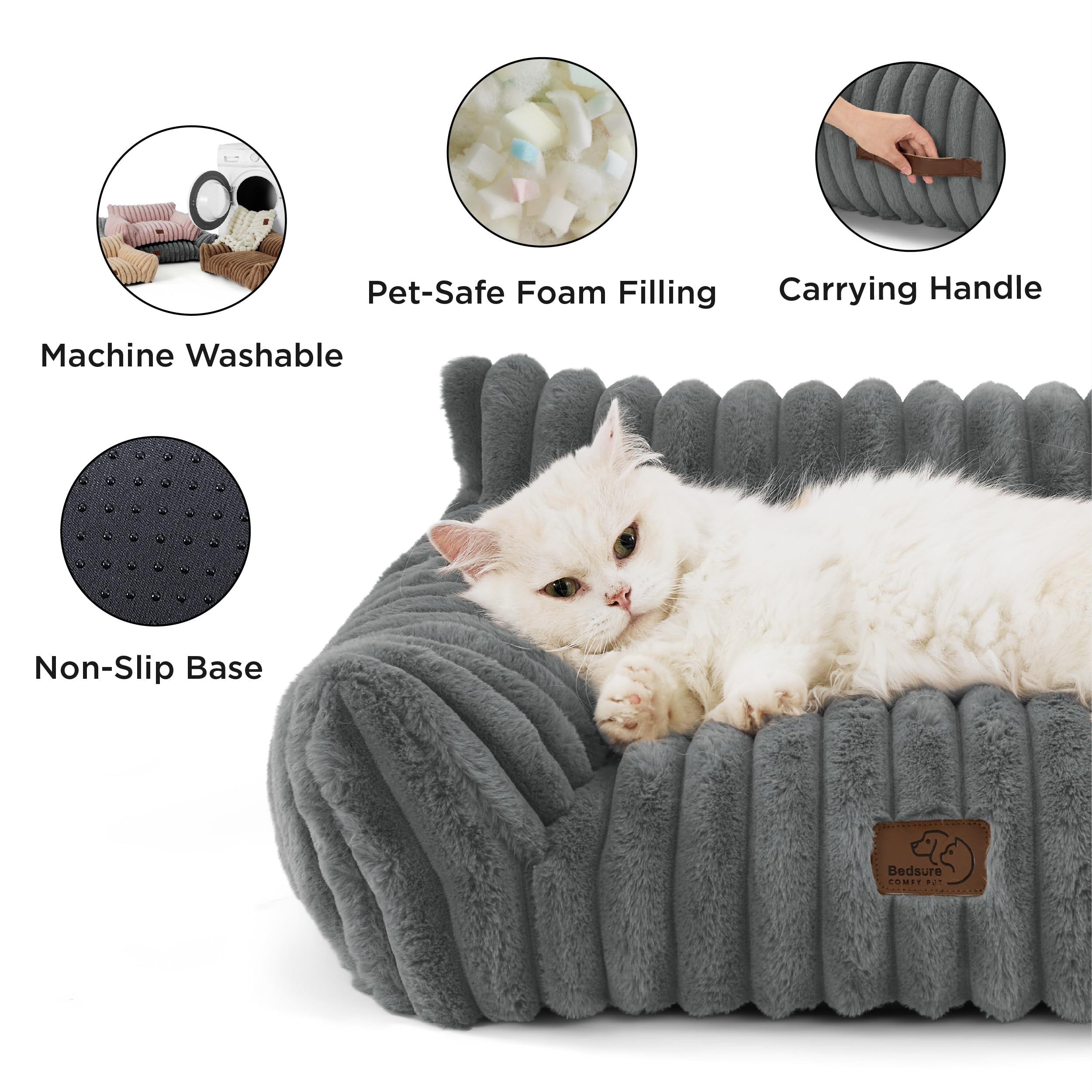 Bedsure ComfyFleece™ Shown on TV Dog Couch for Medium Dogs,36in Warm Grey