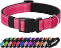 PenSeepet Reflective Dog Collar Padded with Soft Neoprene Breathable Quick Release Basic Dog Collars for Large Dogs Hot Pink Girl