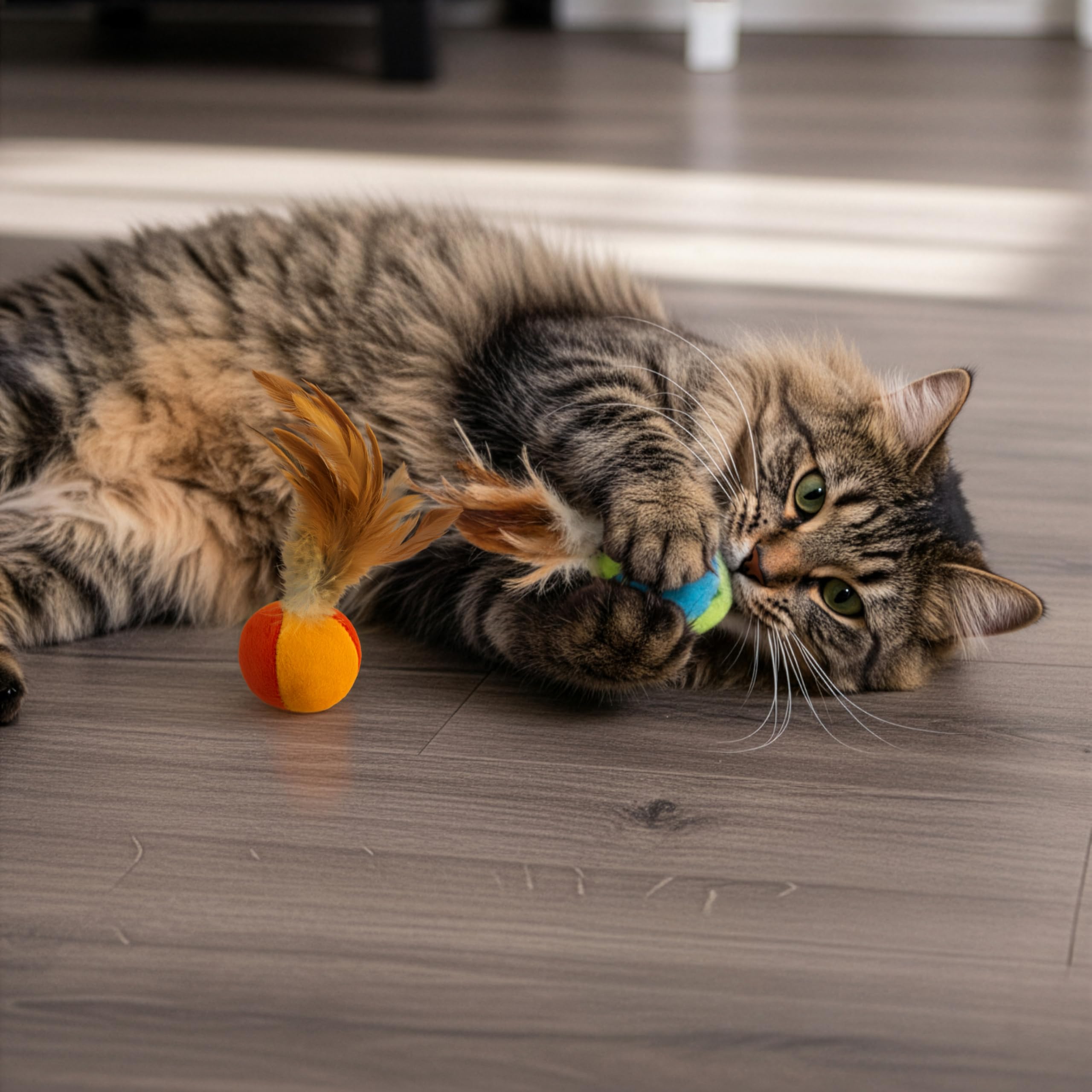 SmartyKat Flutter Balls Catnip Plush and Feather Cat Toys, Erratic Motion for Batting & Pouncing Fun for Cats & Kittens, Set of 2
