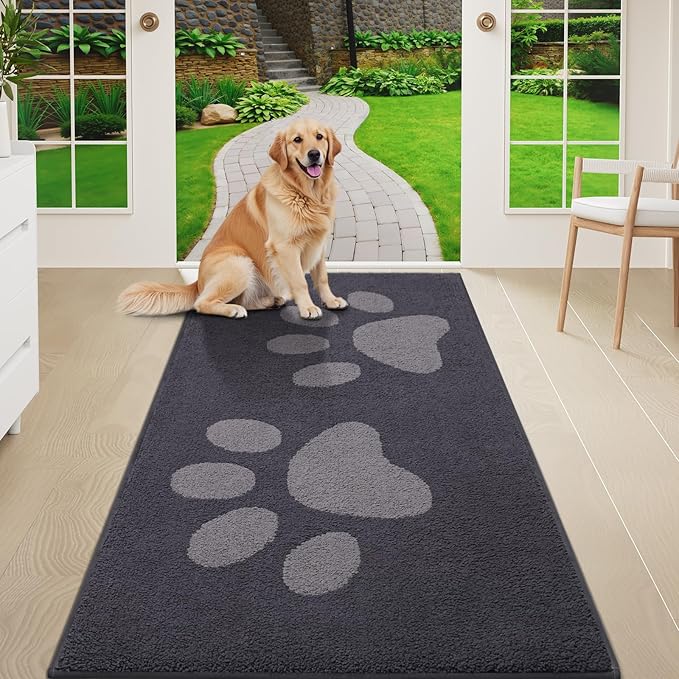 Buganda Dog Door Mat for Muddy Paws 47x24, Absorbent Doormat for Inside — 59.0"l X 24.0"w X 0.6"th