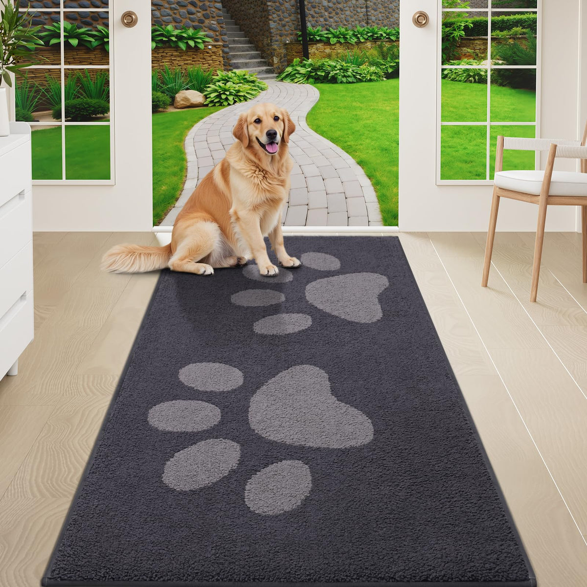 Buganda Dog Door Mat for Muddy Paws 59x24, Absorbent Doormat for Inside