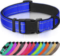 Joytale Reflective Dog Collar, Soft Neoprene Padded, Metal D-Ring, Nylon Pet Collar Adjustable for Medium Dogs, Navy Blue, M