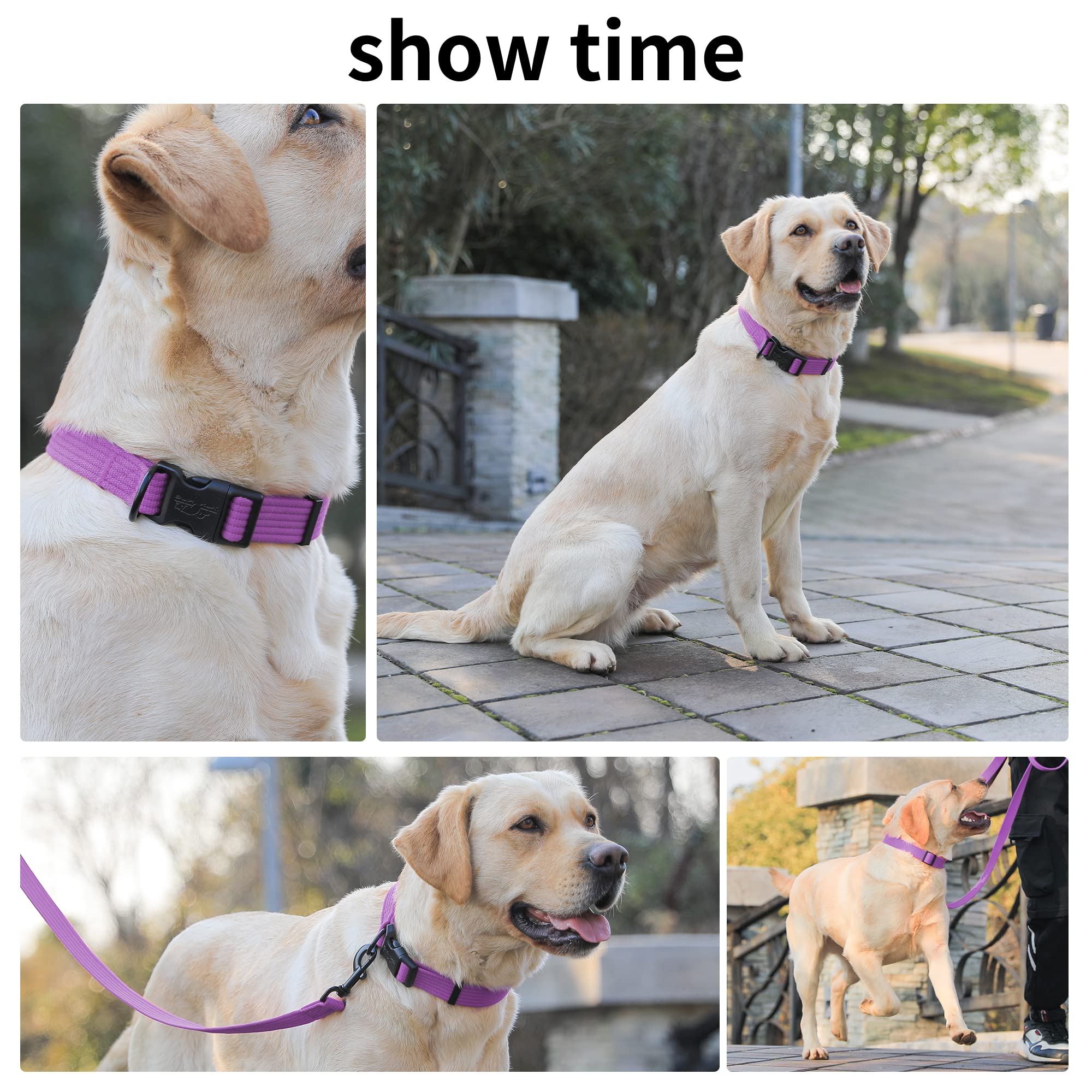 lynxking Dog Collar Soft Padded Breathable Cotton Solid Color Strong Adjustable Pet Collar for Little Puppy