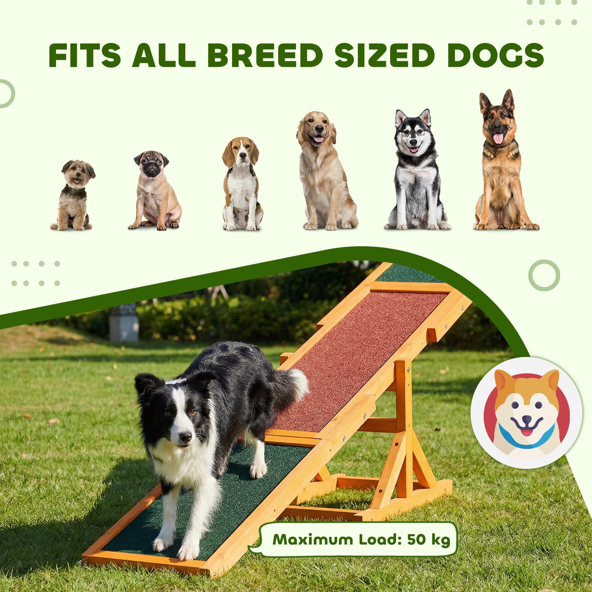 PawHut Wooden Dog Agility Seesaw for Exercise71 L x 12" W x 12" H Natural