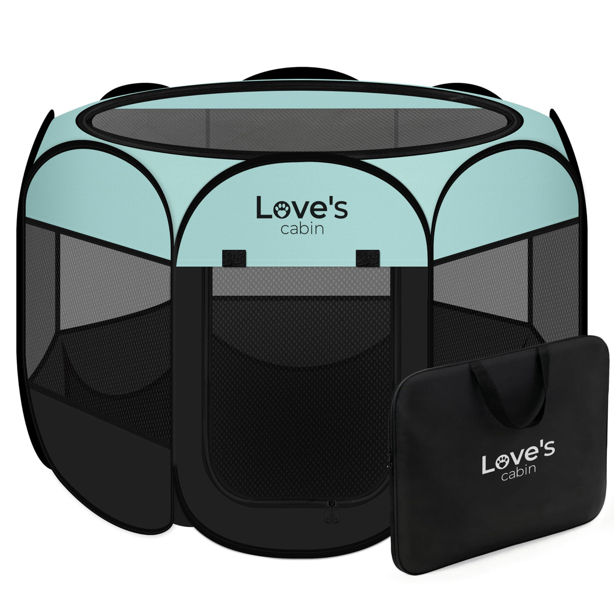 Love's cabin Pet Puppy Dog Playpen, Medium Dog Tent Crates Cage Indoor/Outdoor, Portable Playpen for Cat, Foldable Pop Up Dog Kennel Playpen with Carring Case, Removable Zipper Top, Grey