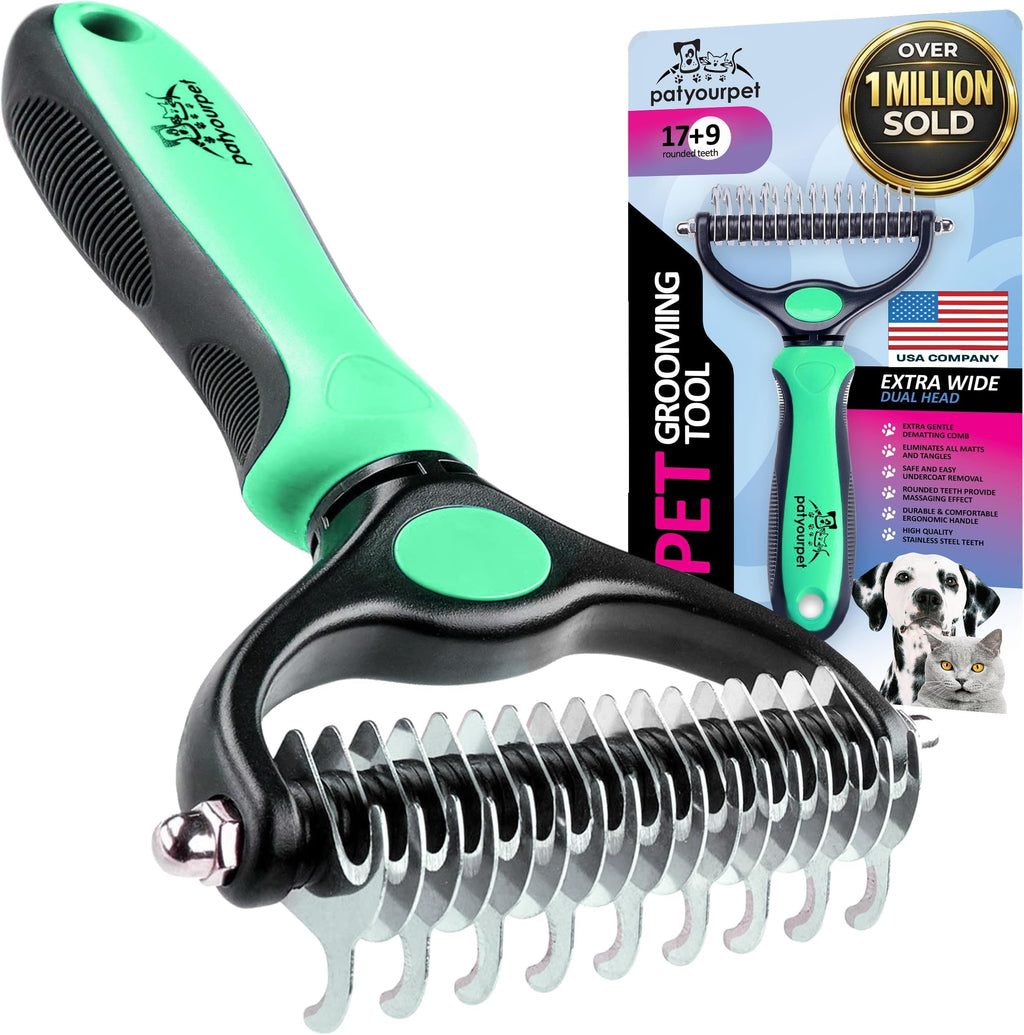 Pat Your Pet Deshedding Dog Brush For Shedding – Cat Brushes For Indoor Cats, Double-Sided Cat Brush Deshedding & Grooming Tool For Long Haired And Short Haired Dogs, Skin-Friendly
