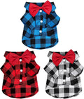 Tongcloud 3 Pack Plaid Puppy Cat Shirt - Cute Dog Shirts for Large Dogs and Cats - Birthday Party and Holiday Photo((Red, Blue & White,Large)