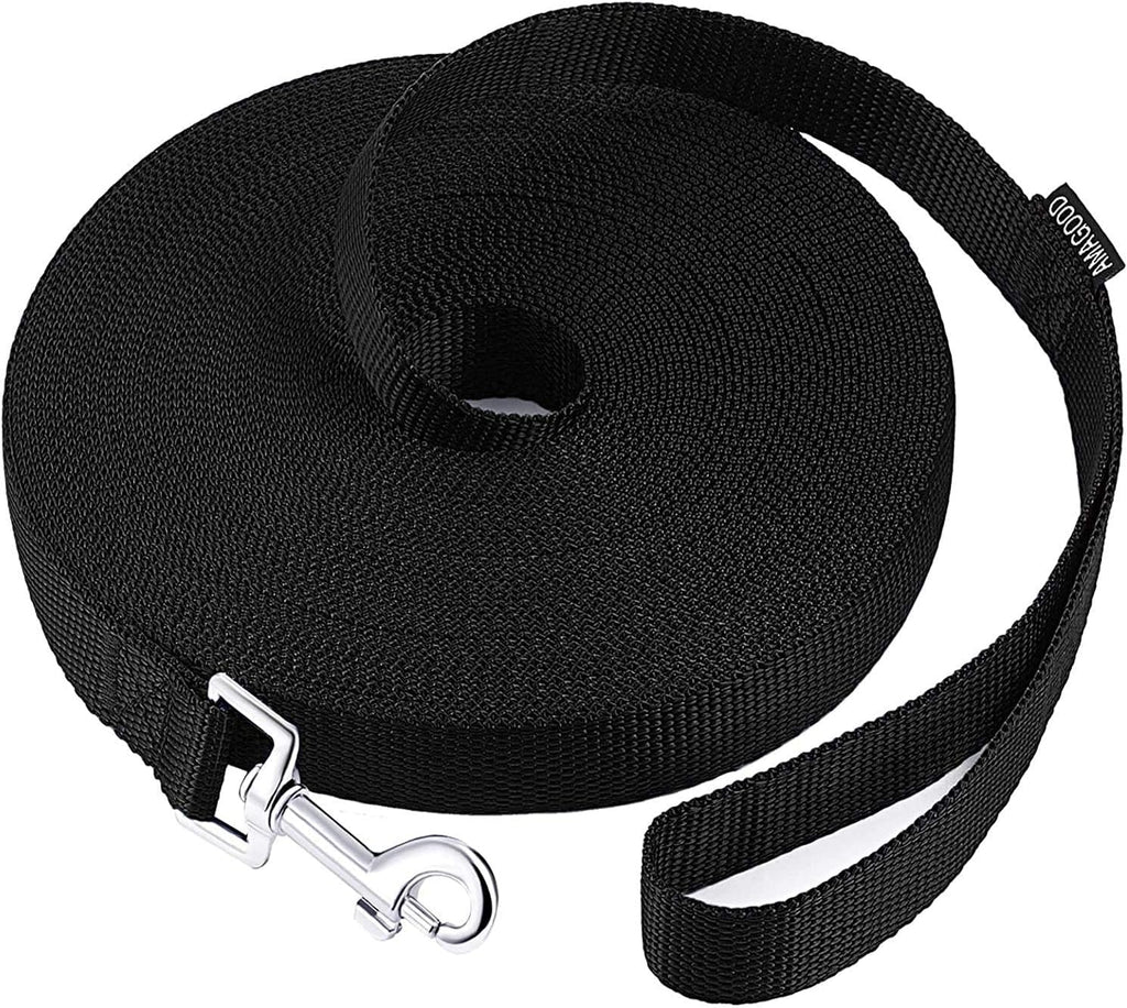 AMAGOOD Dog Leashes Heavy Duty 15ft 20ft 30ft 50ft 100ft Long Leashes-for Training,Tie Out(100Feet x 3/4Inch,Black)