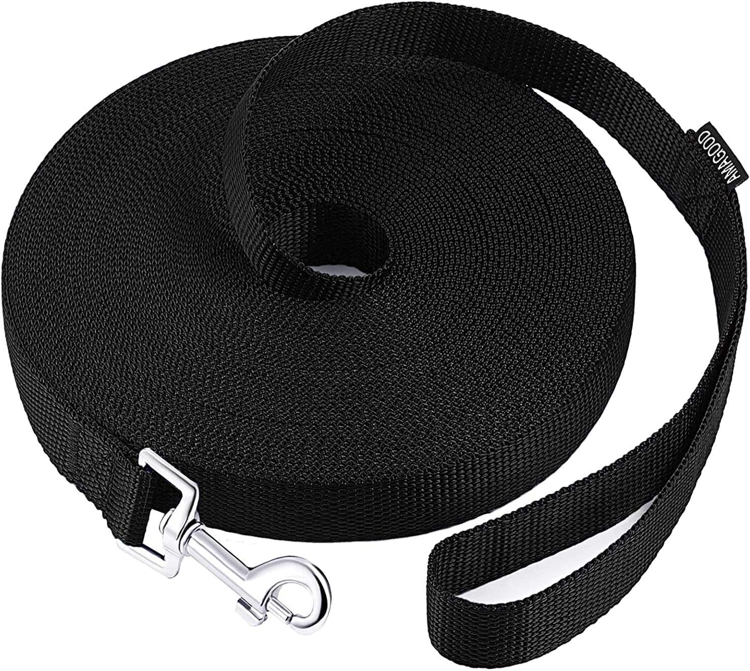 AMAGOOD Dog Leashes Heavy Duty 15ft 20ft 30ft 50ft 100ft Long Leashes-for Training,Tie Out(100Feet x 3/4Inch,Black)