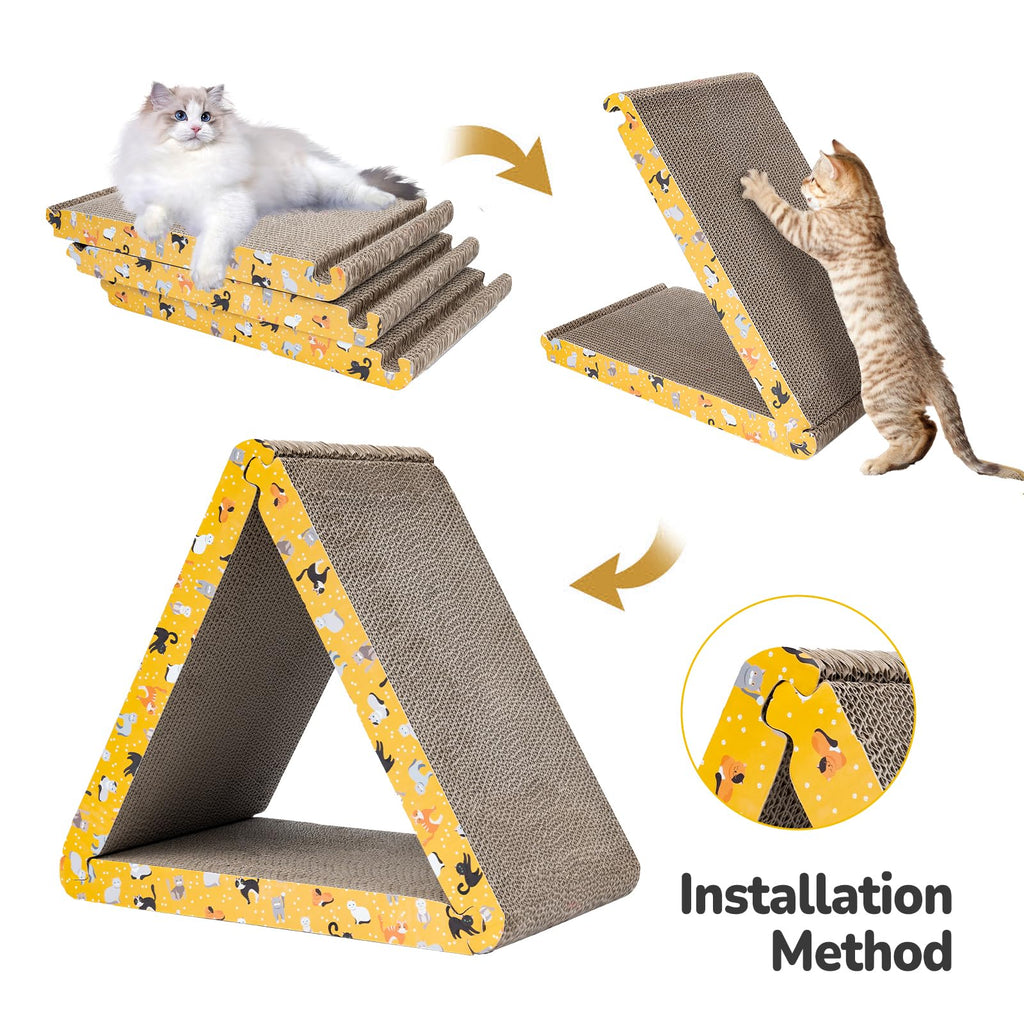 Cat Scratcher, Cat Scratching Board - Foldable Triangle 6-Sided Cardboard