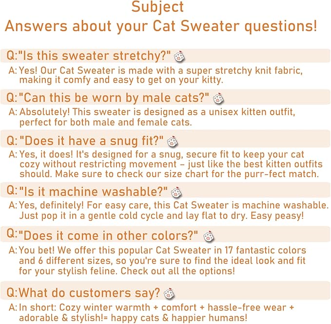 Stretchy Cat Sweater - 17 Colors & 6 Sizes | Snug Winter-Ready Knit for Boy/Girl Cats & Kittens(Purple, X-Small)