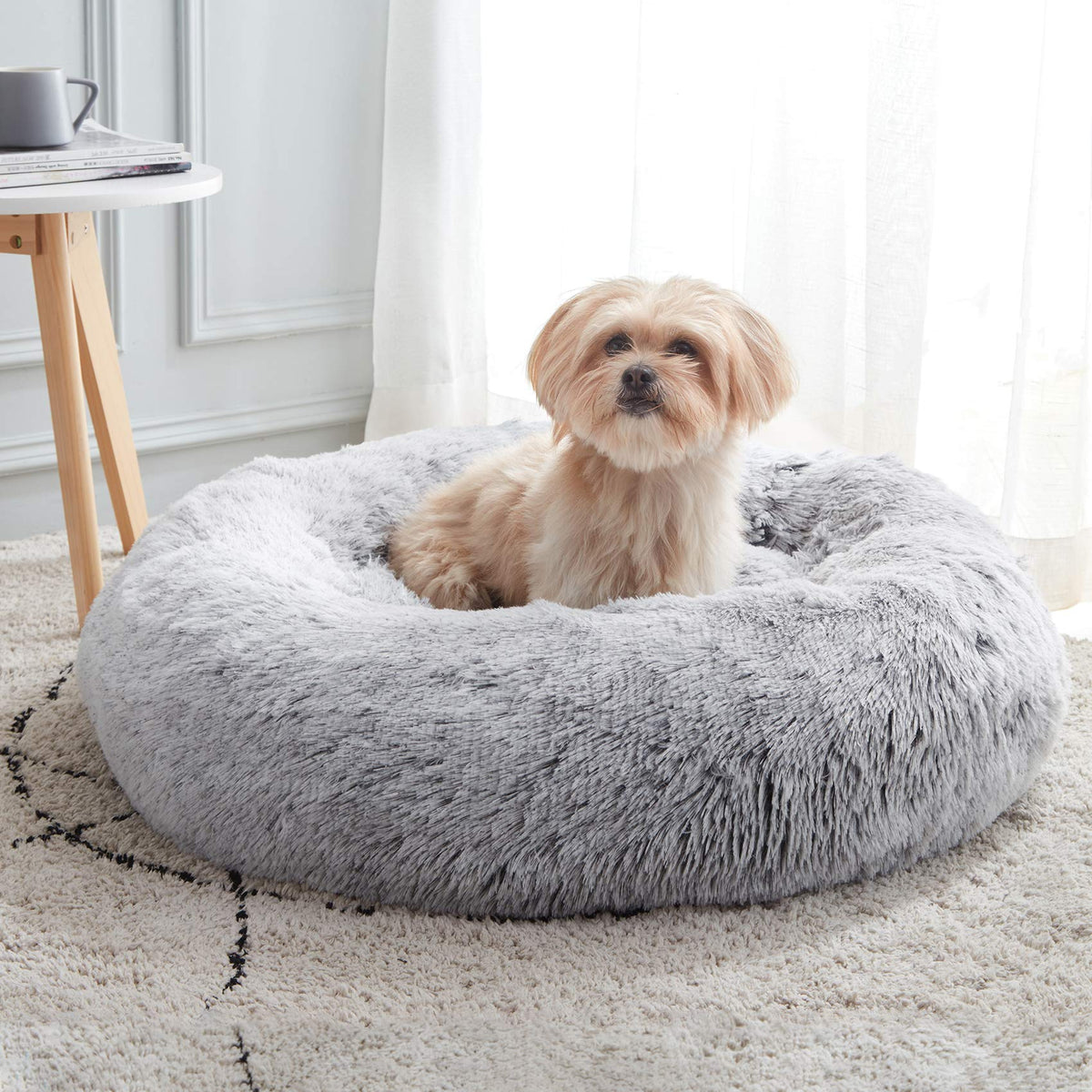 Western Home Calming Donut Small Dog Cat Bed Washable Puppy Bed,24" Rainbow