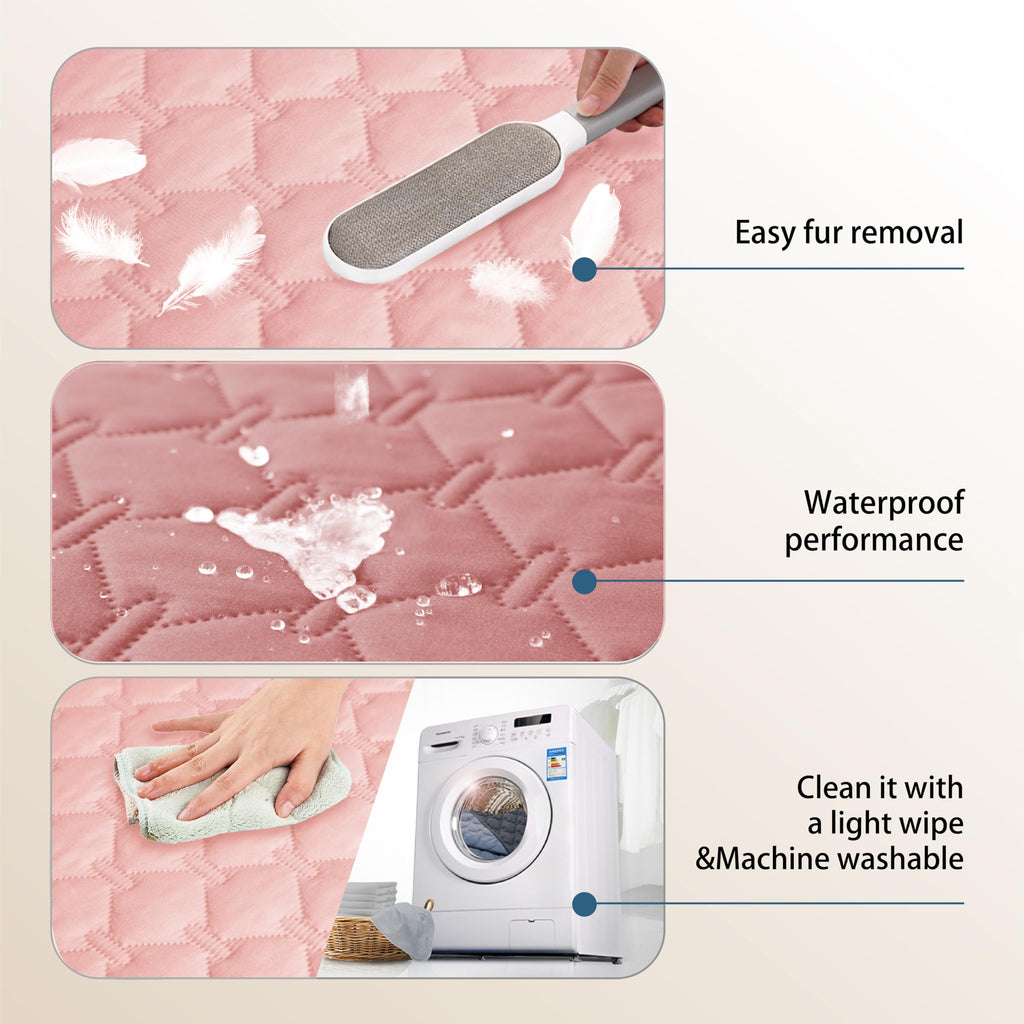 gogobunny 3X Stronger Waterproof Pet Blanket, Scratch Proof Furniture Protector for Dogs Cats, Reversible Cover 82x120 Inch, Dark Pink/Light Pink