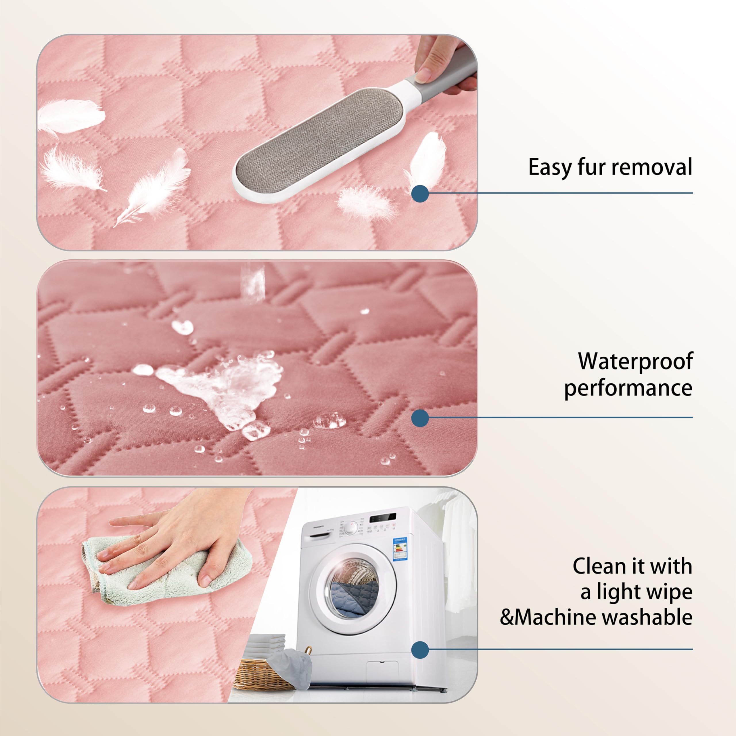 gogobunny 3X Stronger Waterproof Pet Blanket, Scratch Proof Furniture Protector for Dogs Cats, Reversible Cover 82x120 Inch, Dark Pink/Light Pink
