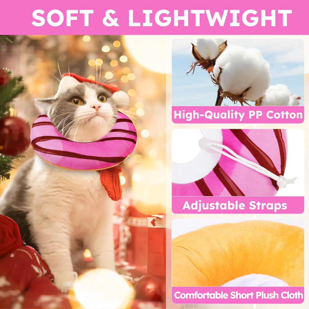 Hpetppy Cat Cone Collar Soft, Cat Recovery Collar for Wound Healing Cute Donut Adjustable Kitten Cones to Stop Licking Comfortable Lightweight Neck Elizabethan Collars for Kittens After Surgery