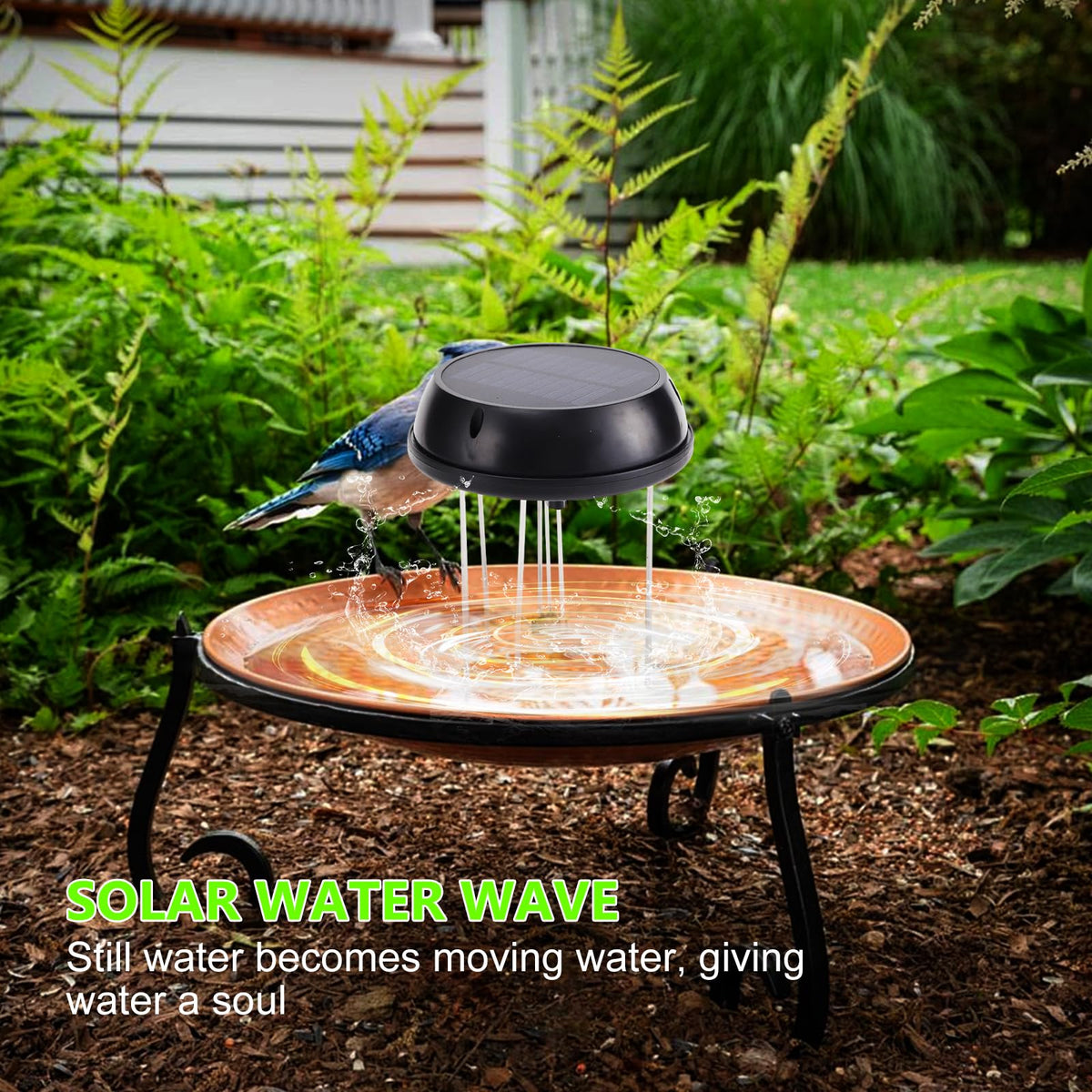 Solaceura Solar Bird Bath Bubbler, Water Wiggler for Bird Bath, Solar‑Powered Outdoor Water Agitator, Creates Gentle Water Ripples to Attract Wild Birds for Garden Bird Bath,Prevent Water Pooling