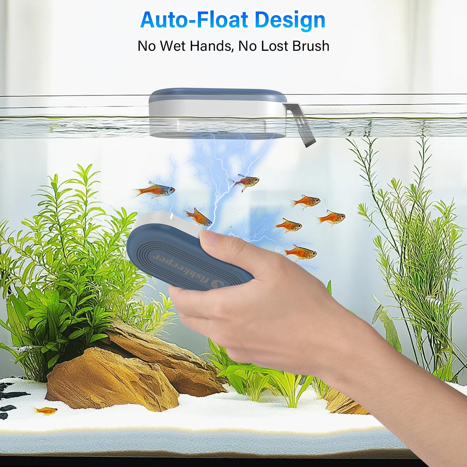 fishkeeper Aquarium Glass Cleaner, Double Side Algae Scraper with 2 Blades