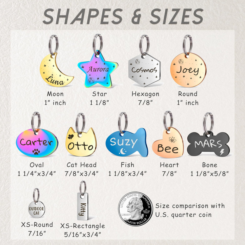 Anavia Small Size Dog Cat ID Tags, Small/XS Personalized Color Plated Stainless Steel Puppy Kitten Name Tags, Customized Engraved Nameplate Pet Collar Tag (Black, Oval)