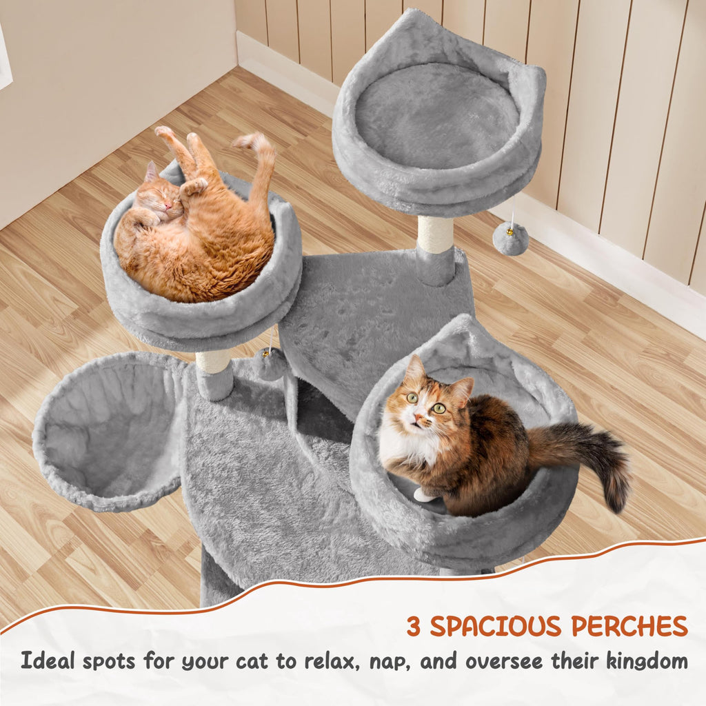 Yaheetech 76in Large Cat Tree Tower, 2 Condos, Sisal Posts & Cat-Ear Perch