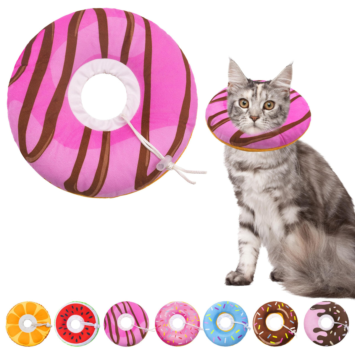 Seyezo Cat Cone Collar Soft, Adjustable Cat Recovery Cone, Orange, Small