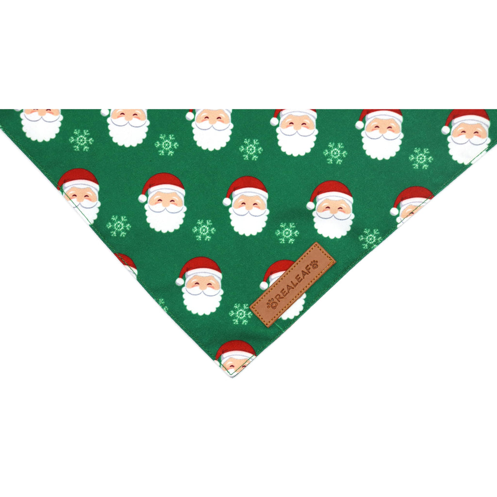 Realeaf Christmas Dog Bandanas 2 Pack, Snowflake and Santa Claus Dog Scarf for Boy and Girl, Premium Durable Fabric, Holiday Red and Green Bandana for Medium and Large Dogs Cats Pets (Large)